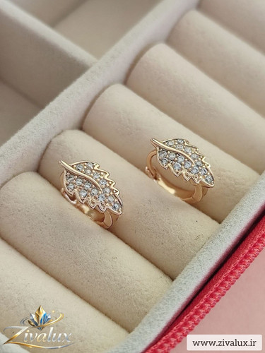 گوشواره زنانه مارک ژوپینگ XUPING طرح برگ نگین دار
