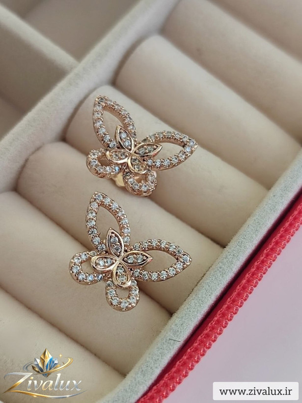 گوشواره زنانه مارک ژوپینگ XUPING طرح پروانه نگین دار