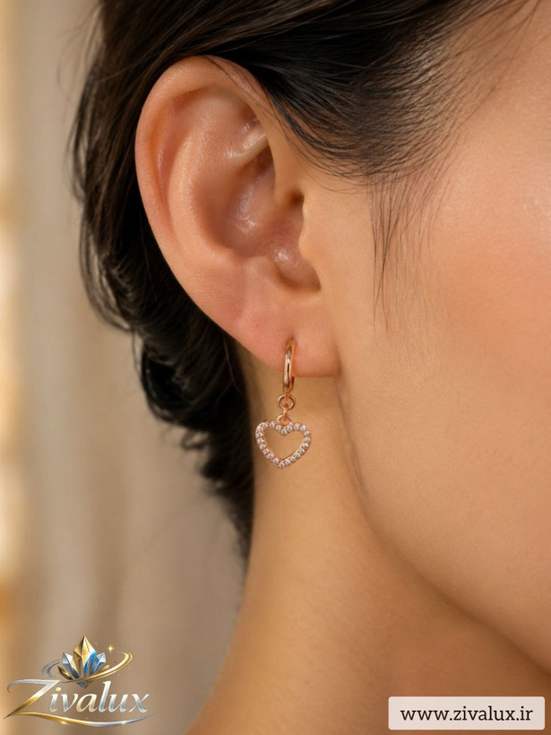 گوشواره زنانه مارک ژوپینگ XUPING طرح قلب نگین دار