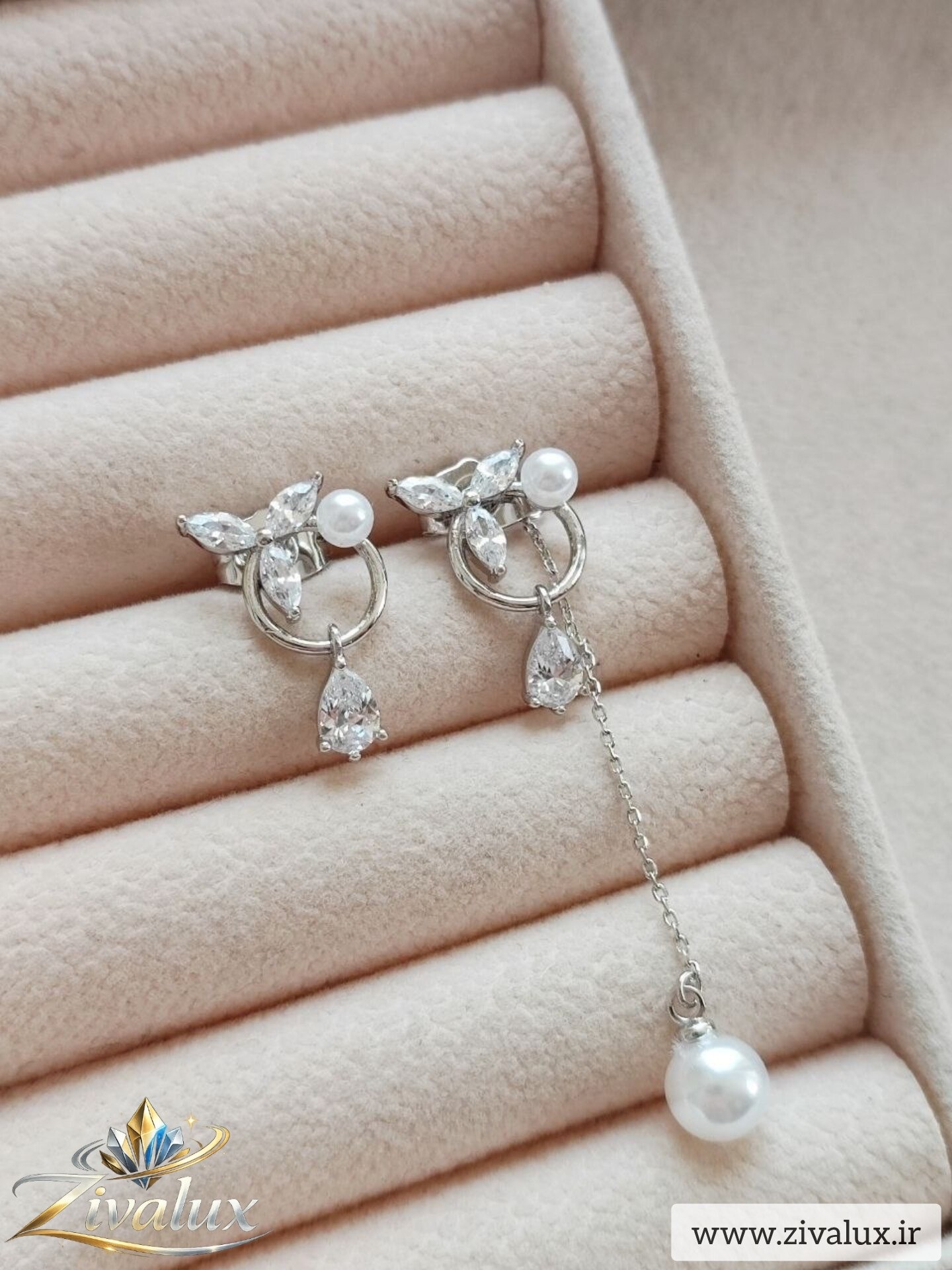 گوشواره زنانه مارک ژوپینگ XUPING نگین و مروارید داز