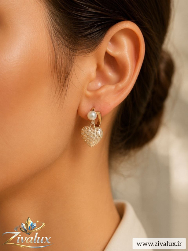 گوشواره زنانه مارک ژوپینگ XUPING طرح قلب مروارید دار
