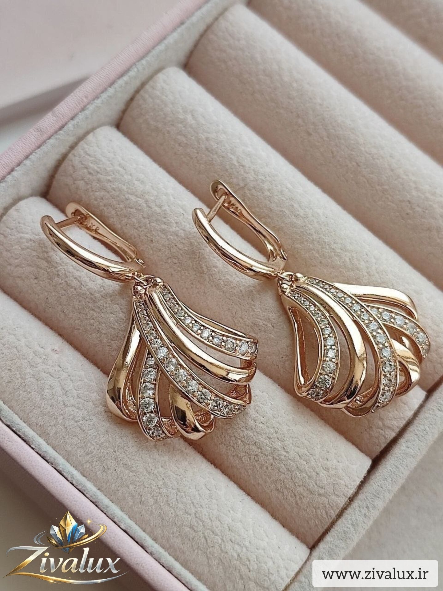 گوشواره زنانه مارک ژوپینگ XUPING نگین دار
