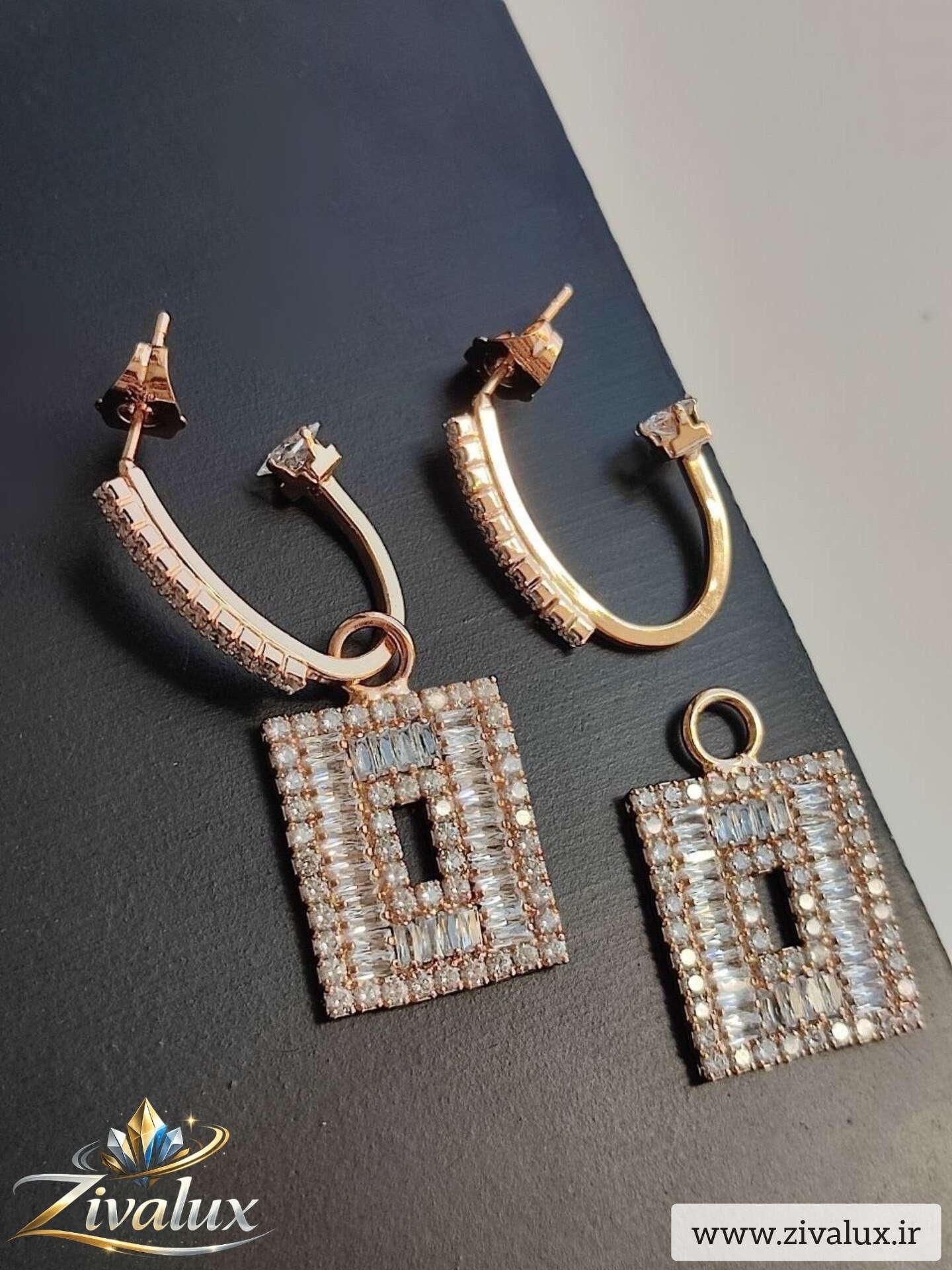 گوشواره زنانه مارک ژوپینگ XUPING نگین دار