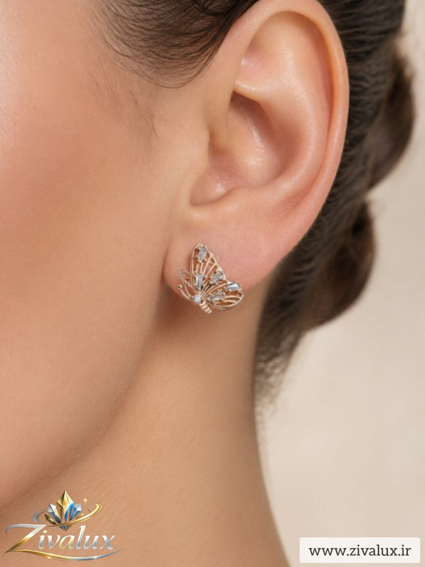 گوشواره زنانه مارک ژوپینگ XUPING طرح پروانه نگین دار