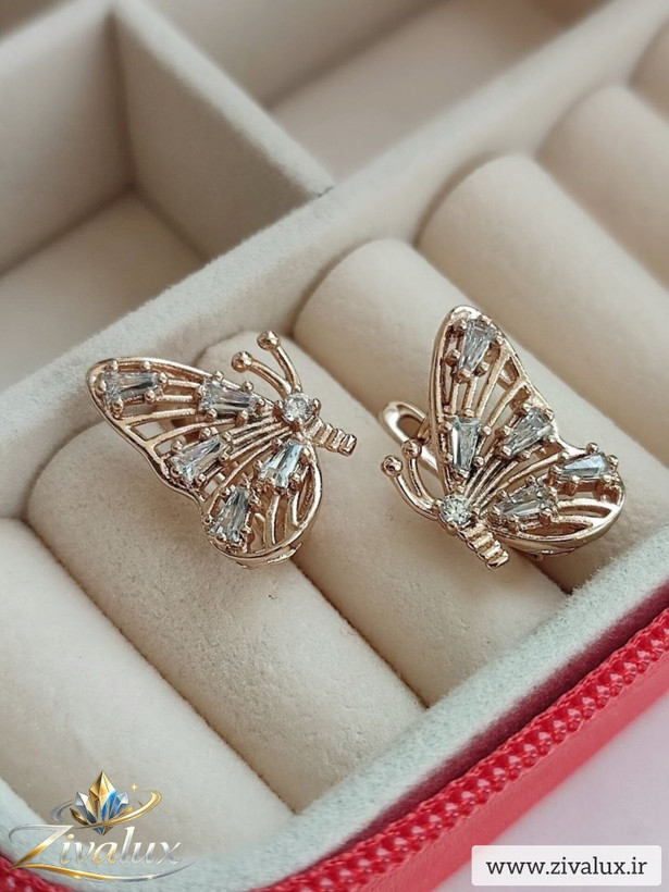 گوشواره زنانه مارک ژوپینگ XUPING طرح پروانه نگین دار