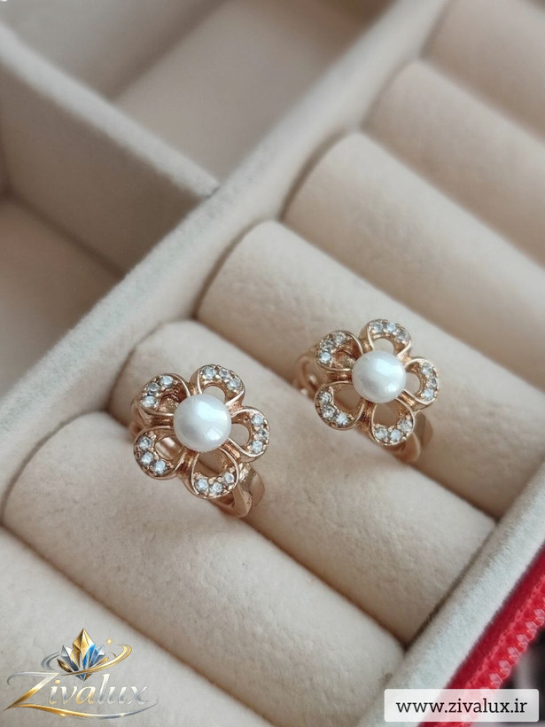 گوشواره زنانه مارک ژوپینگ XUPING طرح گل مروارید و نگین دار