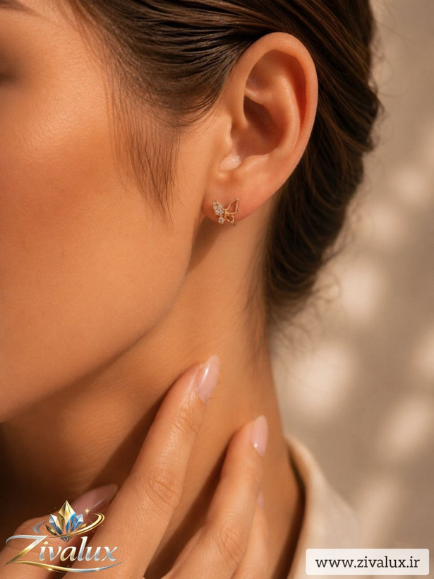 گوشواره زنانه مارک ژوپینگ XUPING طرح پروانه نگین دار