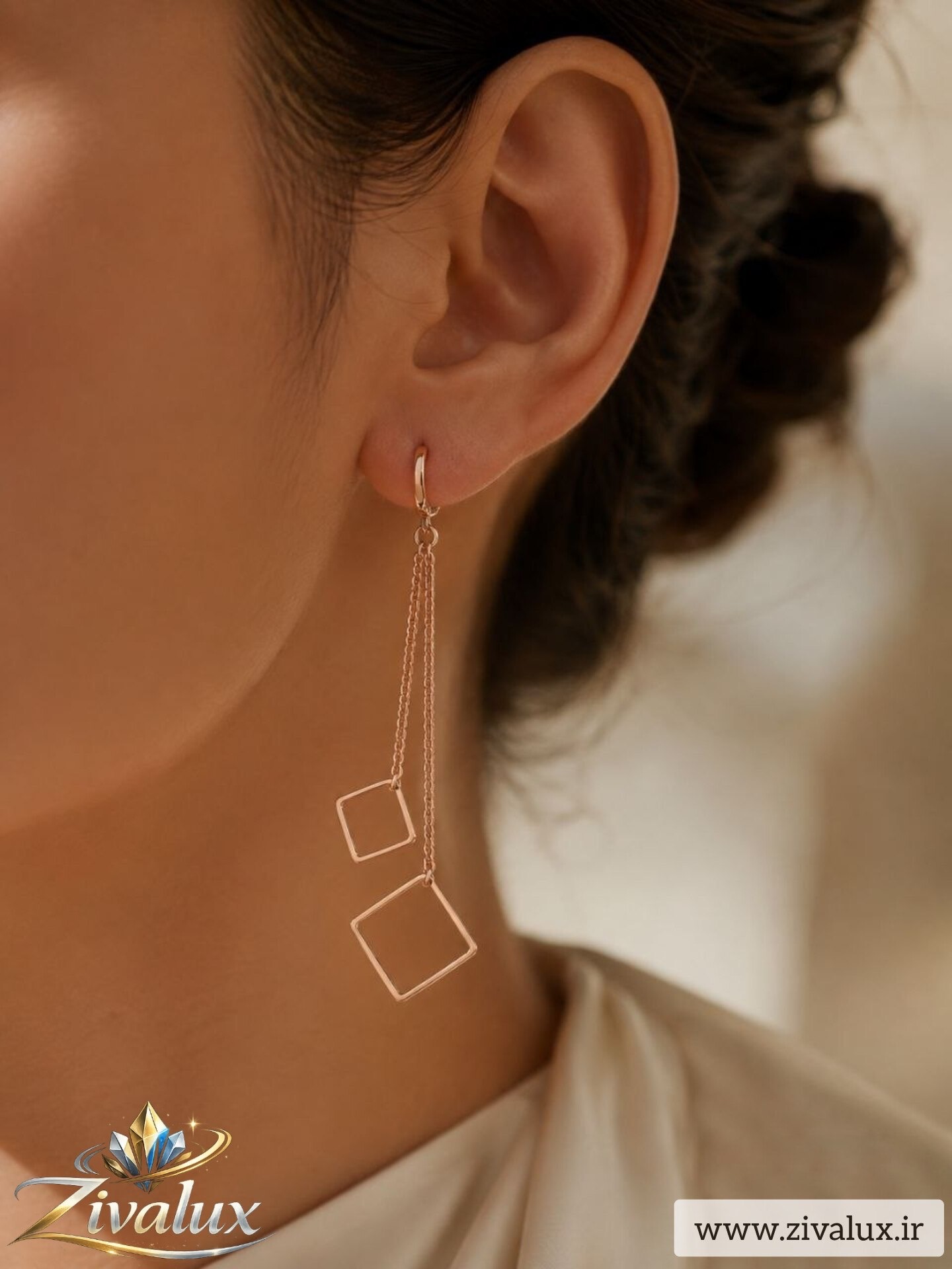 گوشواره زنانه مارک YSX طرح لوزی