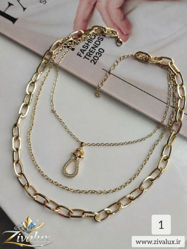 گردنبند زنانه سه لاین استیل STEEL