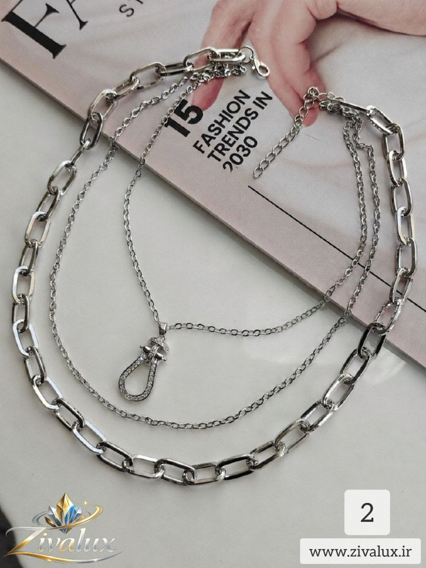 گردنبند زنانه سه لاین استیل STEEL