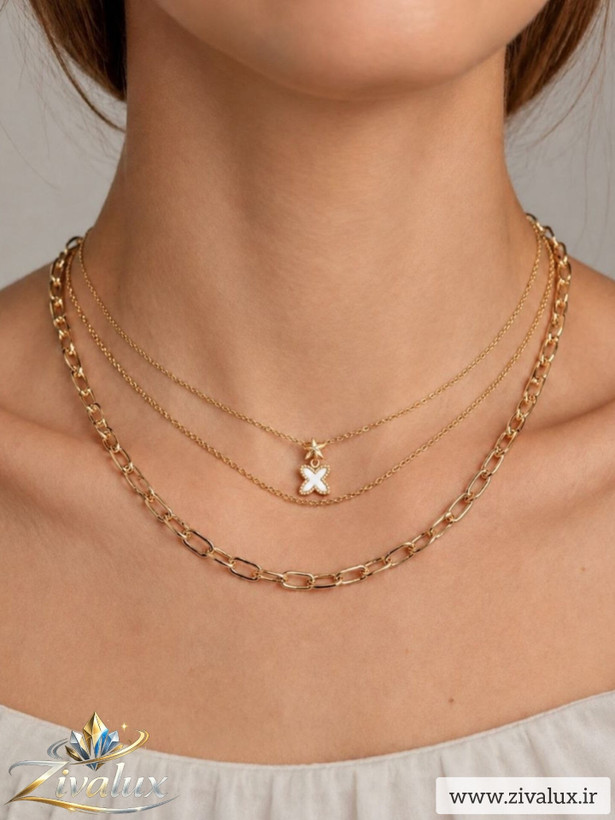 گردنبند زنانه سه لاین استیل STEEL