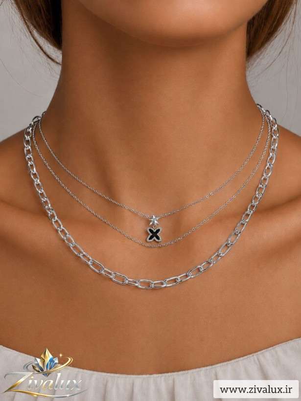گردنبند زنانه سه لاین استیل STEEL