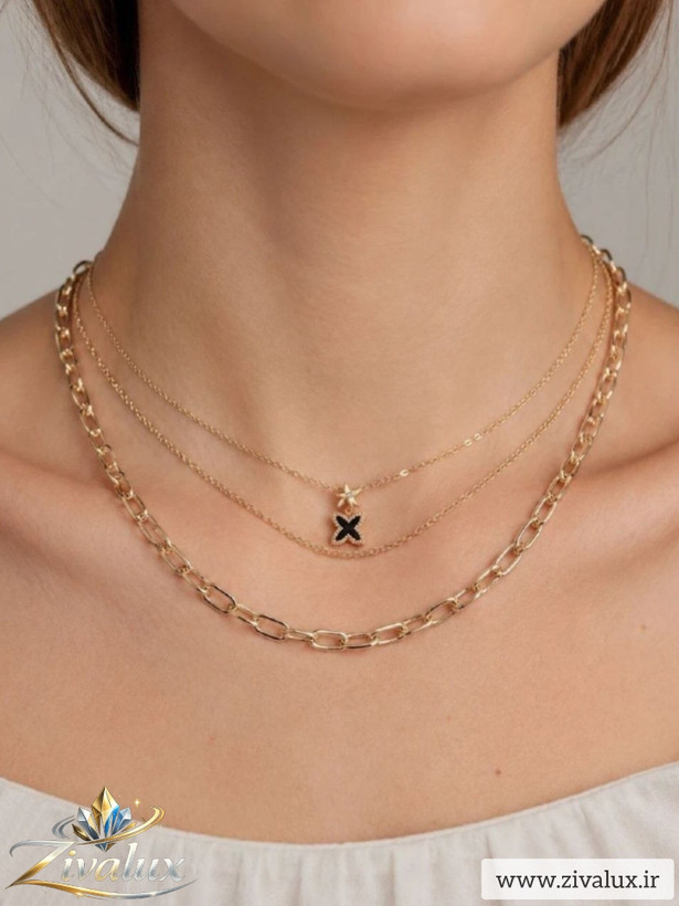 گردنبند زنانه سه لاین استیل STEEL