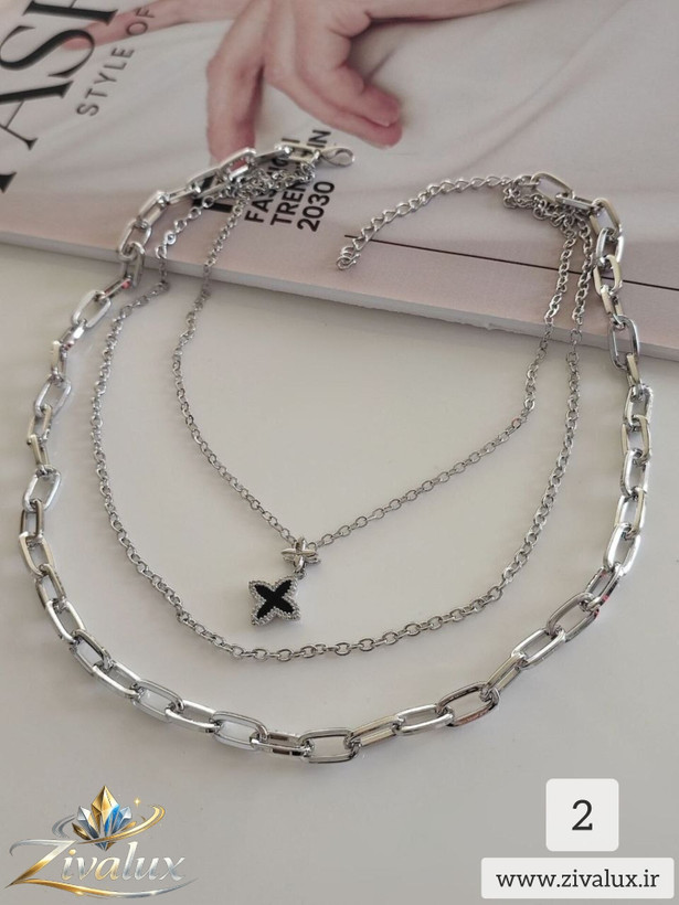 گردنبند زنانه سه لاین استیل STEEL