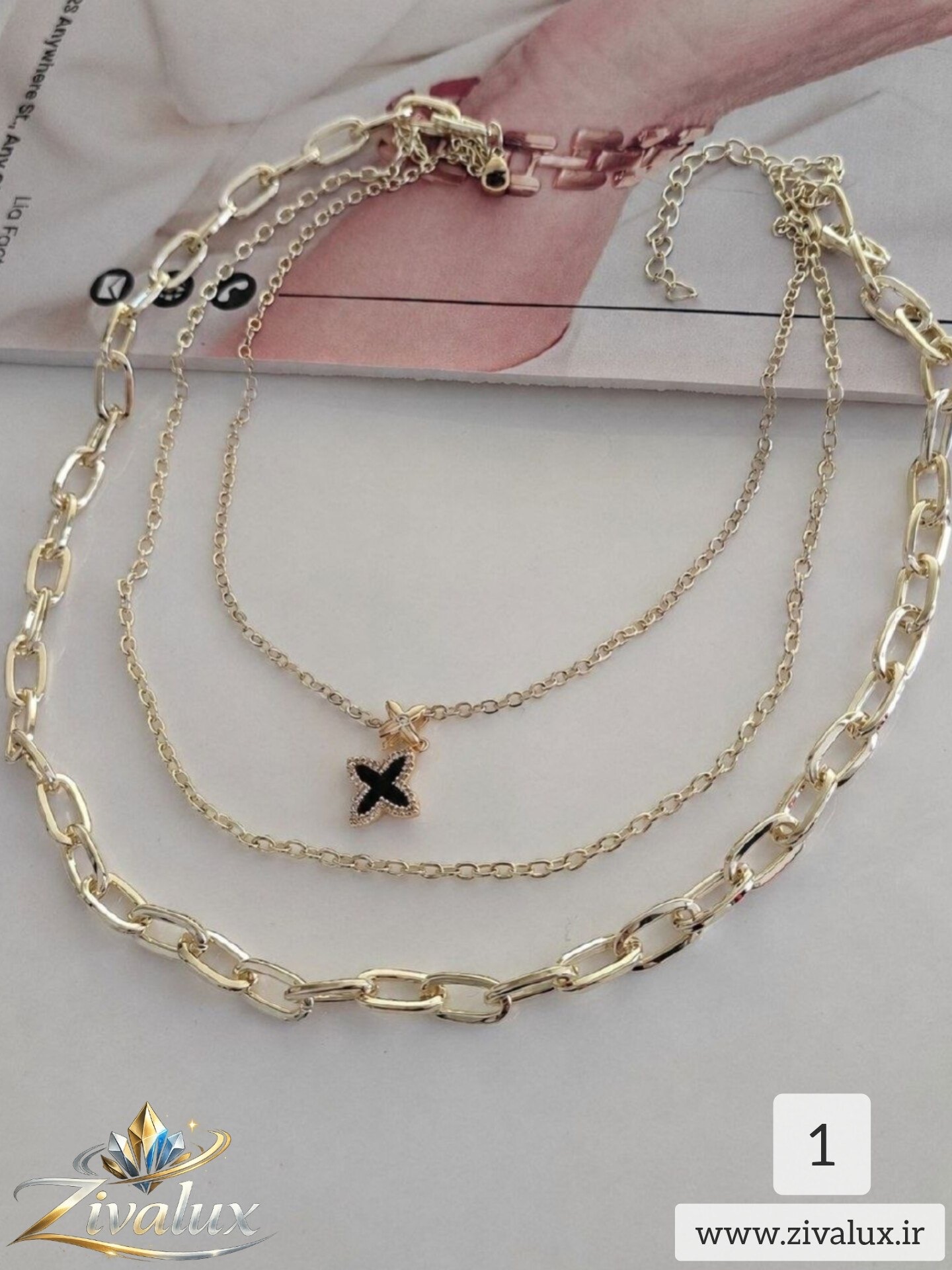 گردنبند زنانه سه لاین استیل STEEL