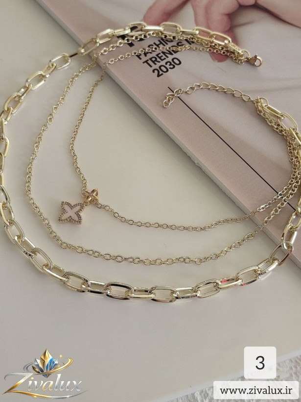 گردنبند زنانه سه لاین استیل STEEL