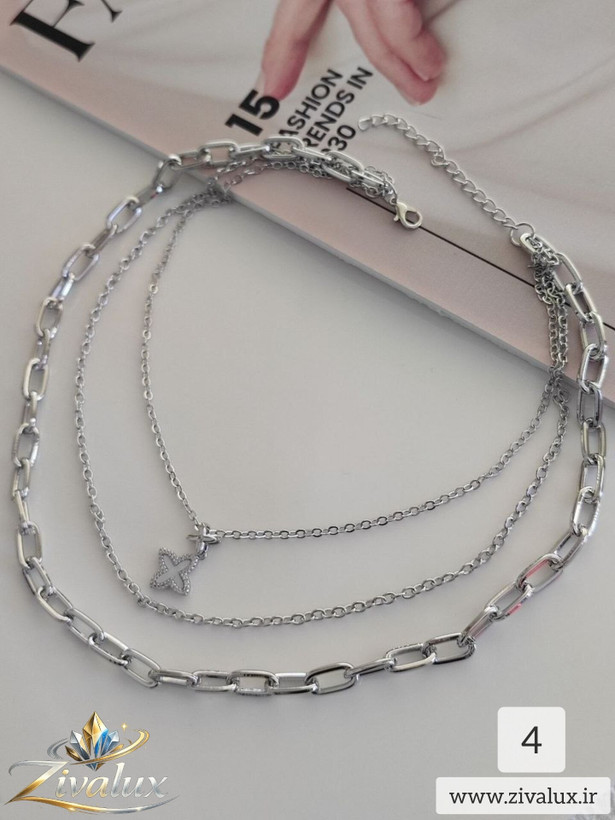 گردنبند زنانه سه لاین استیل STEEL
