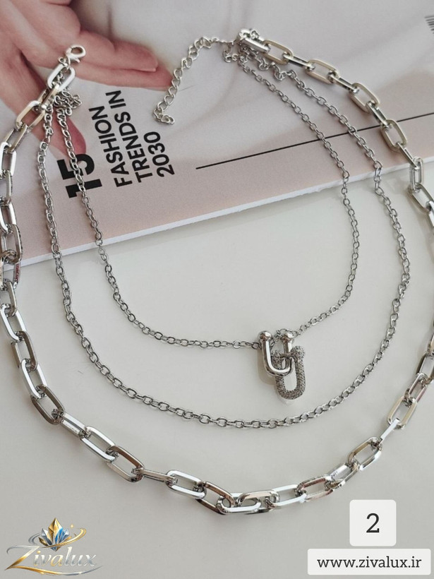 گردنبند زنانه سه لاین استیل STEEL طرح تیفانی