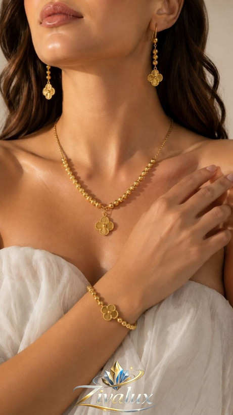سرویس زنانه البرنادو مارک CITY GOLD طرح ونکلیف (گوشواره،گردنبند،دستبند)