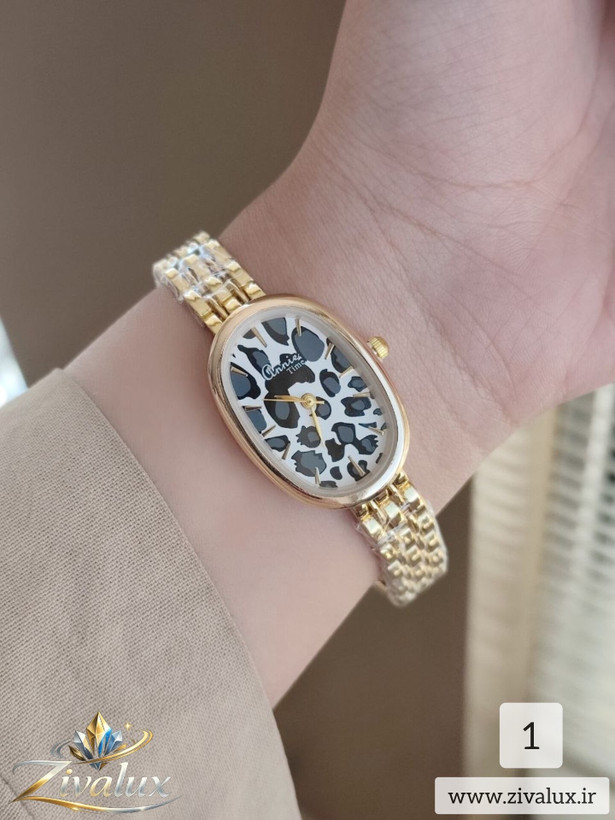 ساعت مچی زنانه مارک ANNIE TIME صفحه پلنگی بند فلزی