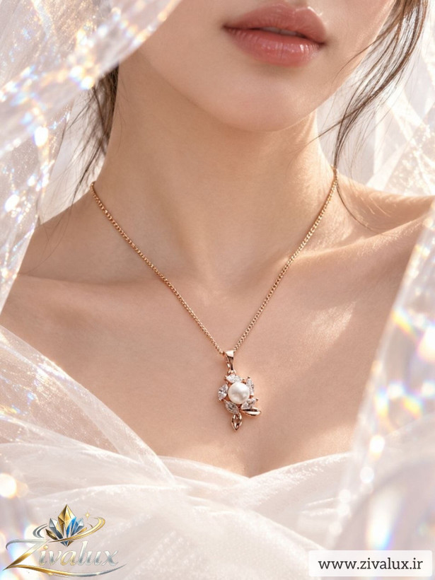 گردنبند زنانه مارک ژوپینگ XUPING مروارید دار و نگین دار
