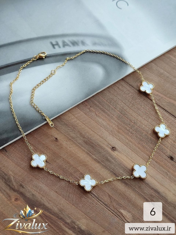 گردنبند استیل زنانه طرح ونکلیف van cleef