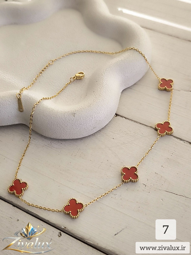 گردنبند استیل زنانه طرح ونکلیف van cleef