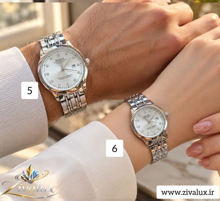 ست ساعت مچی مردانه و زنانه مارک رولکس ROLEX بند استیل