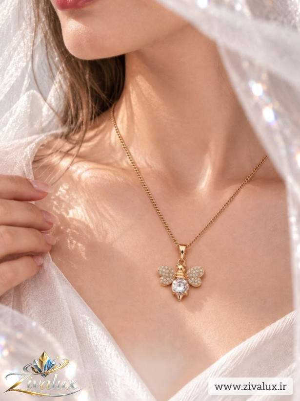 گردنبند زنانه مارک ژوپینگ XUPING طرح زنبور نگین دار