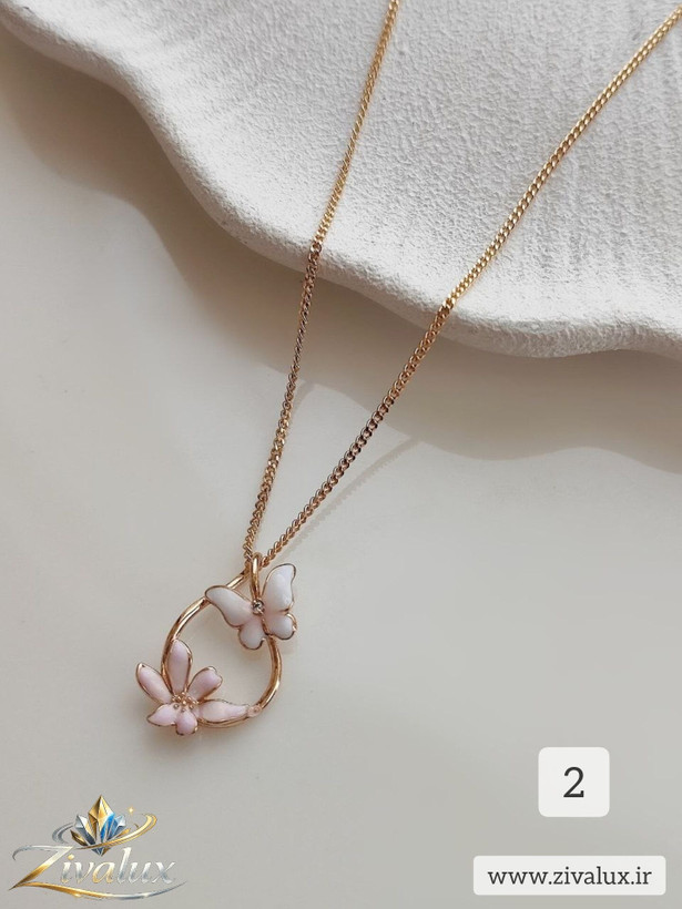 گردنبند زنانه مارک ژوپینگ XUPING طرح پروانه و گل