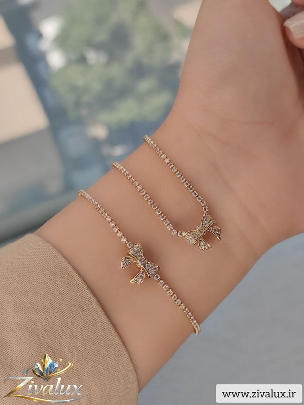 ست دستبند و گردنبند زنانه مارک ژوپینگ XUPING طرح پاپیون نگین دار